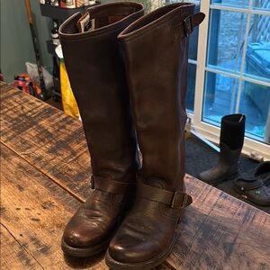 Frye Brown Over the Knee Boots with Rounded Toe and Durable Sole